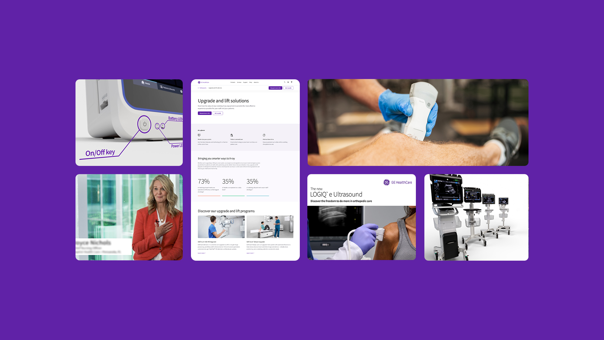 Creative work collage for GE HealthCare.