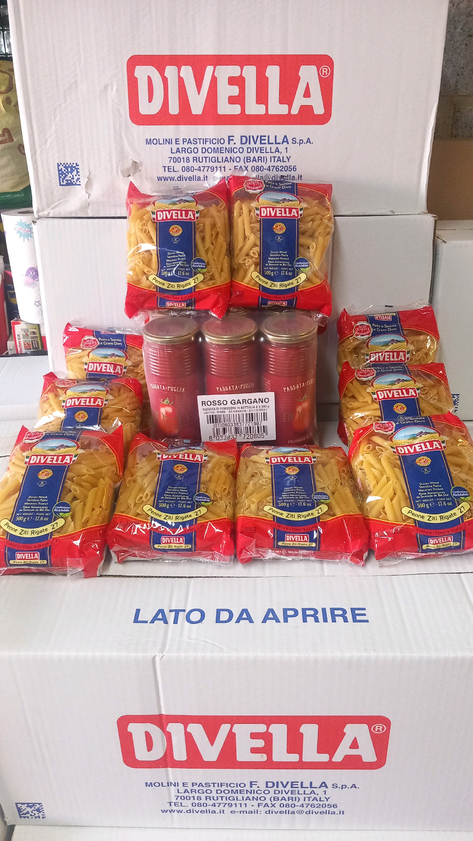 Lot divella 10x500gr penne rigate + 6 passata rosso gargano