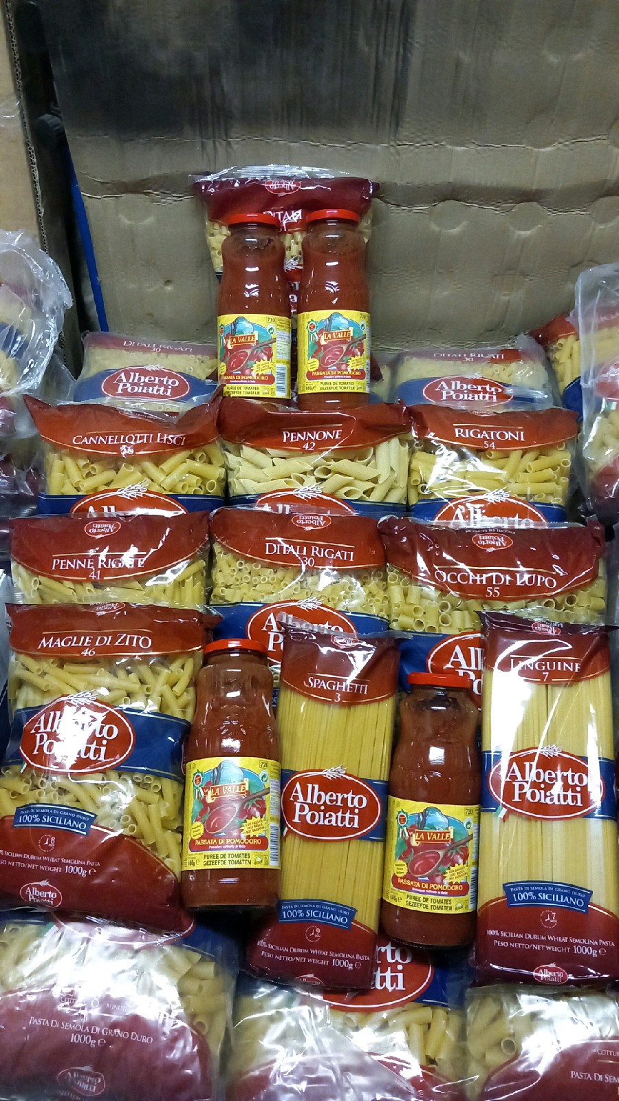 Colis de pâtes alberto poiatti 10kg + 12 passata