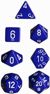 Opaque Blue/White 7-Die Set