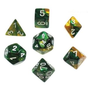 Gemini Gold-Green W/White 7-Die Set