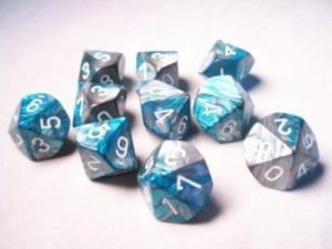 Gemini Steal-Teal W/White 7-Die Set