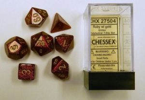 Glitter Polyhedral Ruby/Gold 7-Die Set