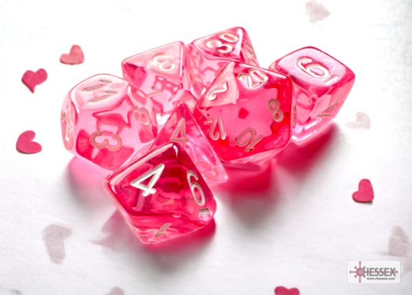 Chessex Translucent Mini-hedral Pink/white 7-Die Set
