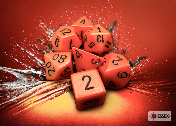 0005171_OPQ20orange_a.jpg.jpeg Chessex Opaque Orange/black Polyhedral 7-Dice Set