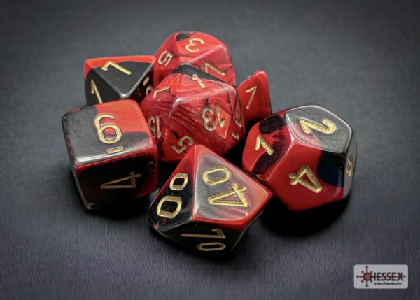 Chessex Gemini Black-Red/gold Polyhedral 7-Dice Set