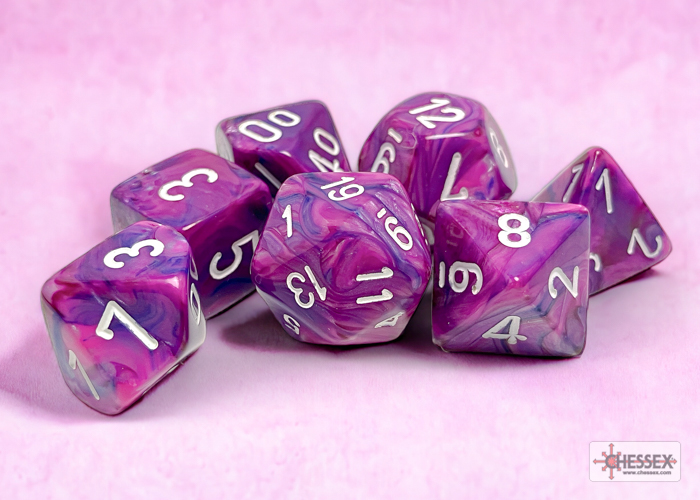 0005324_festive20violet_a.jpg.jpeg Chessex Festive Violet/white Polyhedral 7-Dice Set