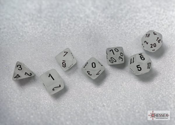 Chessex Frosted Clear/black Polyhedral 7-Dice Set