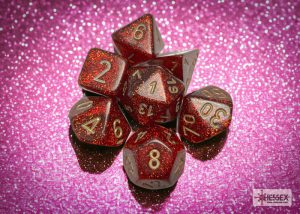 Chessex Glitter Ruby/gold Polyhedral 7-Dice Set