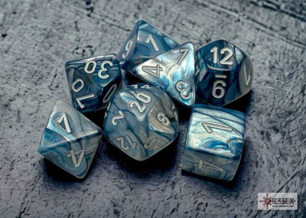 Chessex Lustrous Slate/white Polyhedral 7-Dice Set