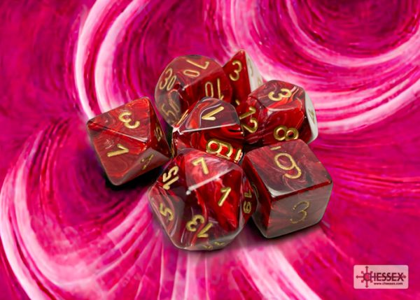 Chessex Vortex Burgundy/gold Polyhedral 7-Dice Set