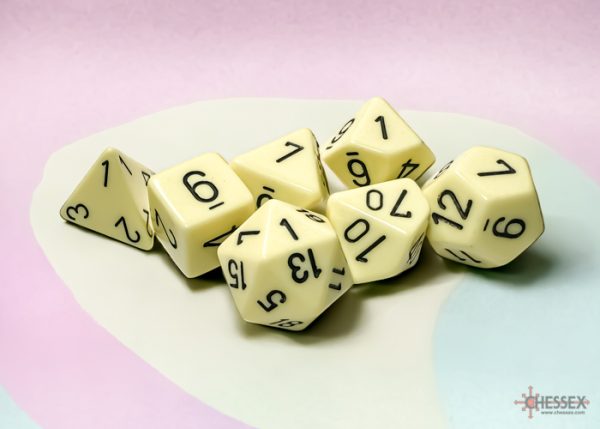 Chessex Opaque Pastel Yellow/Black  Polyhedral 7-Dice Set