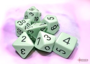 Chessex Opaque Pastel Green/Black Polyhedral 7-Dice Set