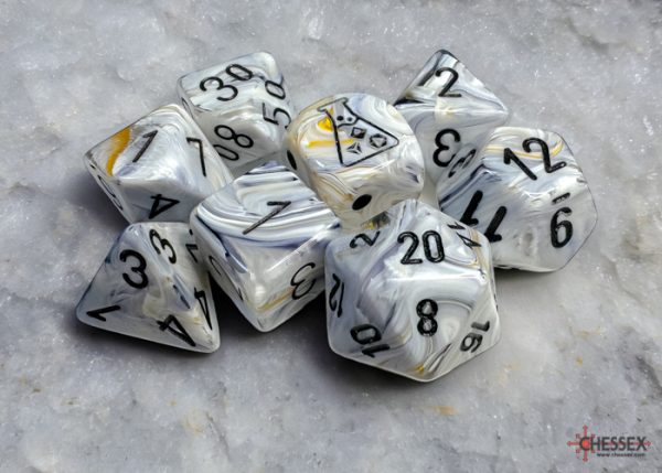 Chessex Marble Calcite/Blue Polyhedral 7-Dice Set (With Bonus Die)