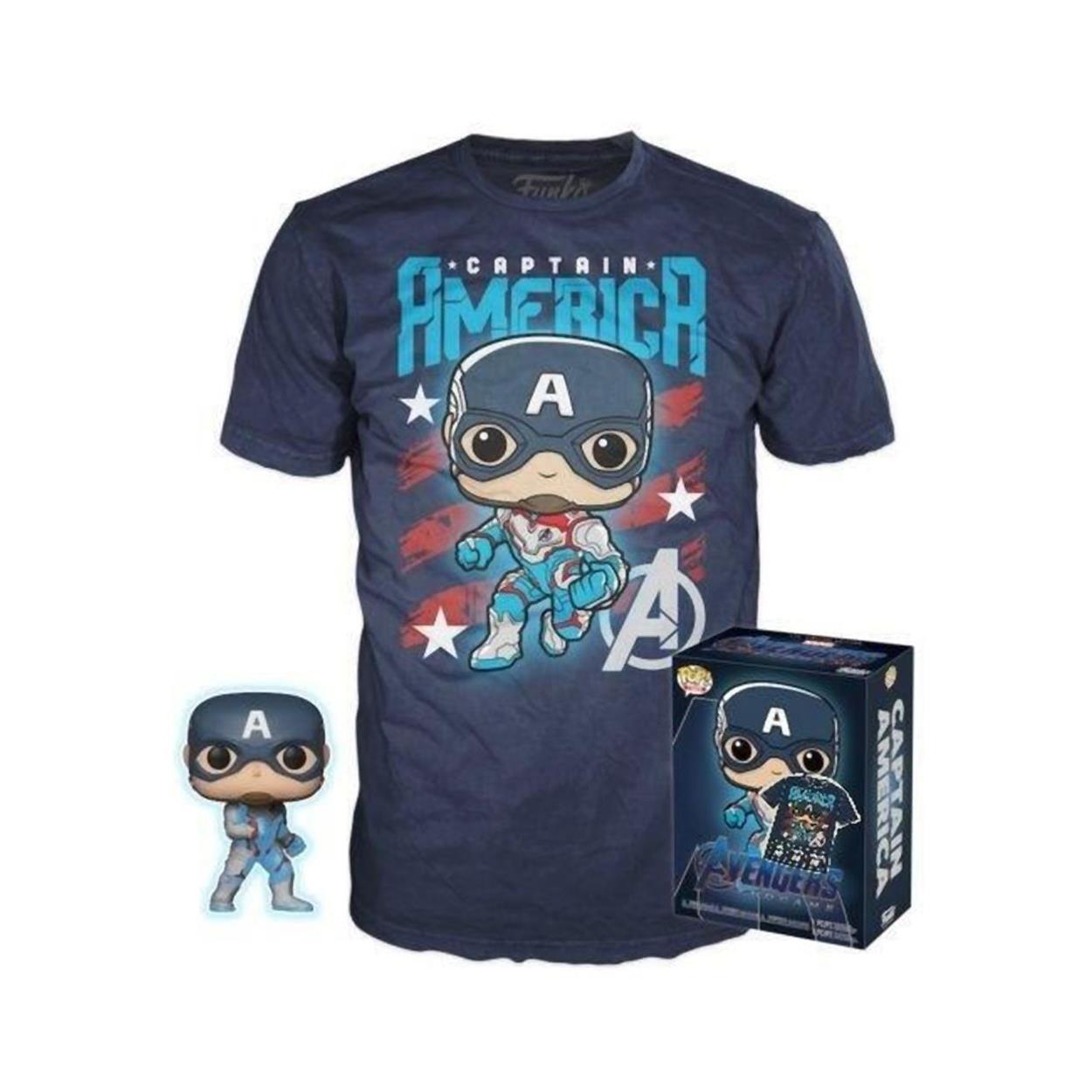 0096323.jpeg Funko Pocket Pop! & Tee (Child): Marvel - Captain America (Special Edition) Bobble-Head Vinyl Figure (4cm) & T-Shirt (M)