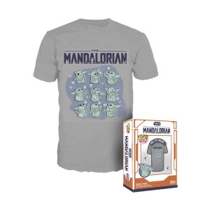 Funko Boxed Pop! Tees: Star Wars: The Mandalorian - Grogu On Ship T-Shirt (M)