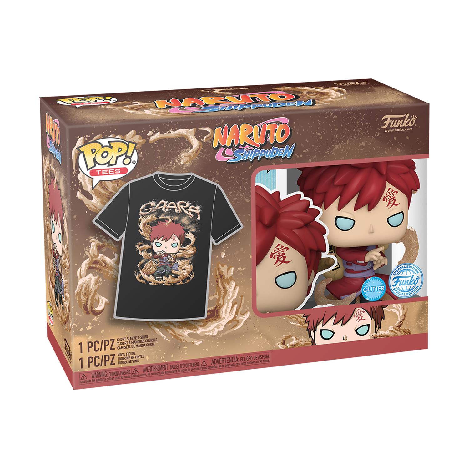0124353.jpeg Funko Pop! & Tee (Adult): Naruto - Gaara (Glows in the Dark) Vinyl Figure and T-Shirt (L)