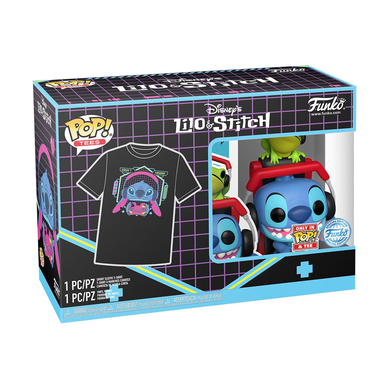 0148112.jpeg Funko Pop! & Tees (Adult): Lilo and Stitch - Gamer Stitch with Frog Vinyl Figure and T-Shirt (S)