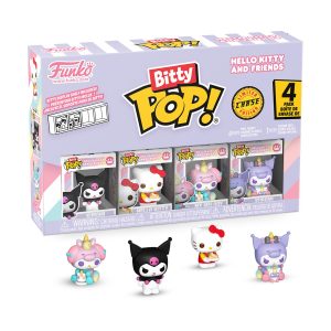 Funko Bitty Pop! 4-Pack: Hello Kitty and Friends - Kuromi, Hello Kitty, My Melody,Kuromi Vinyl Figures