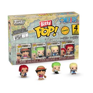 Funko Bitty Pop! 4-Pack: One Piece - Monkey D. Luffy, Roronoa Zoro, Axe-Hand Morgan, Bitty Pop! Chase Vinyl Figures