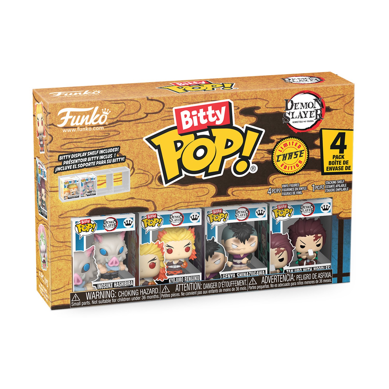 0226066.jpeg Funko Bitty Pop! 4-Pack: Demon Slayer- Inosuke Hashibira - Kyojuro Rengoku - Genya Shinazugawa - Tanjiro With Noodles* Vinyl Figures