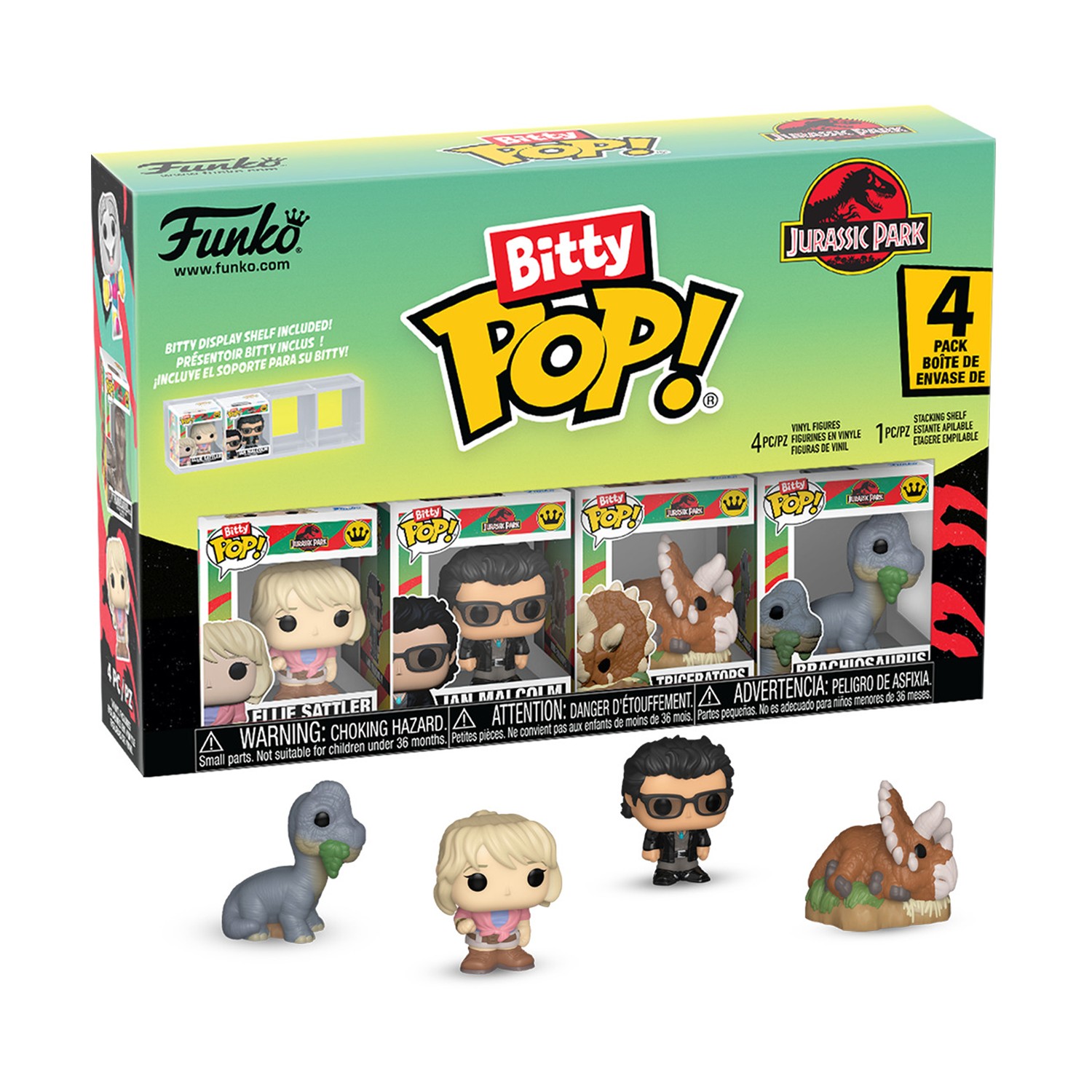 0229011.jpeg Funko Bitty Pop! 4-Pack: Jurassic Park - Ellie Sattler, Ian Malcolm, Triceratops, Brachiosaurus Vinyl Figures