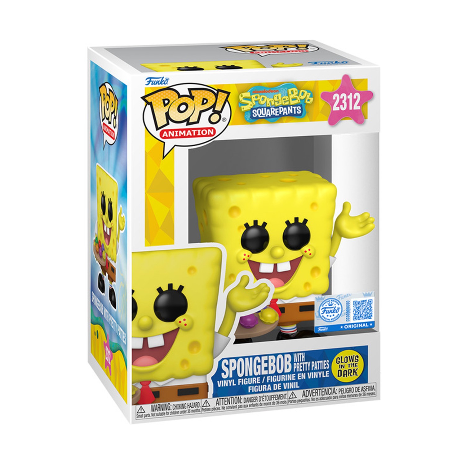 0239382.jpeg Funko Pop! Animation: Spongebob Squarepants - Spongebob With Pretty Patties (Glows in the Dark) (Special Edition) #2312 Vinyl Figure