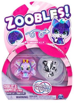 Spin Master Zoobles!: Zoobles & Happitat Opposite Obsessed Butterfly & Black White Fox (2-Pack) (20135095)