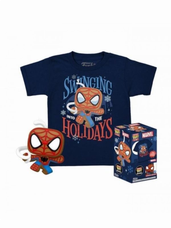 Funko Pocket Pop! & Tee (Child): Marvel - Gingerbread Spider-Man (Special Edition) Bobble-Head Vinyl Figure & T-Shirt (XL)