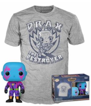 Funko Pop! & Tee (Adult): Marvel Guardians of the Galaxy Volume 3 - Drax (Blacklight) (Special Edition) Vinyl Figure and T-Shirt (M)