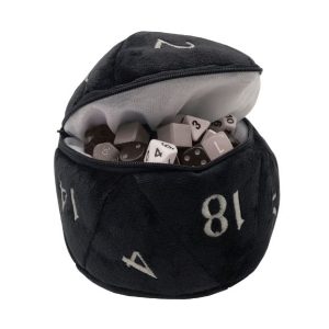 D20 Plush Dice Bag Black