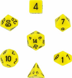 Chessex Opaque Polyhedral 7-Die Sets - Yellow w/black