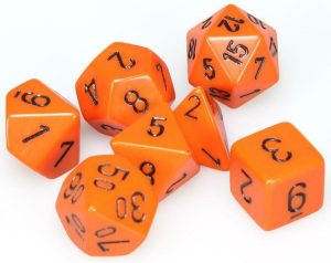 Chessex Opaque Polyhedral 7- Die Sets - Orange w/black