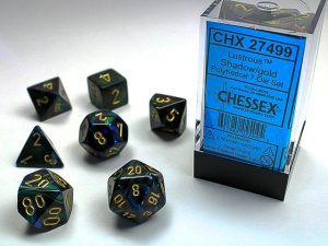 Chessex Lustrous 7-Die Set - Shadow w/gold