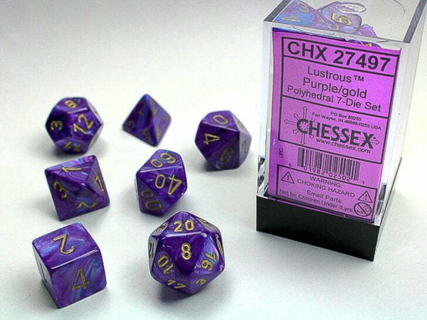 Chessex Lustrous 7-Die Set - Purple & Gold