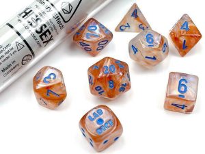 Chessex Borealis Polyhedral Rose Gold/light blue Luminary 7-Die Set