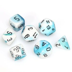 Chessex Gemini Polyhedral 7-Die Set - White-Teal w/black