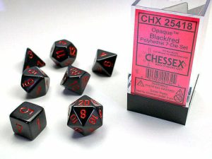 Chessex Opaque Polyhedral 7-Die Sets - Black w/red