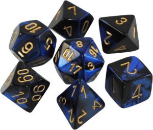 Chessex Gemini Polyhedral 7-Die Set - Black-Blue w/gold