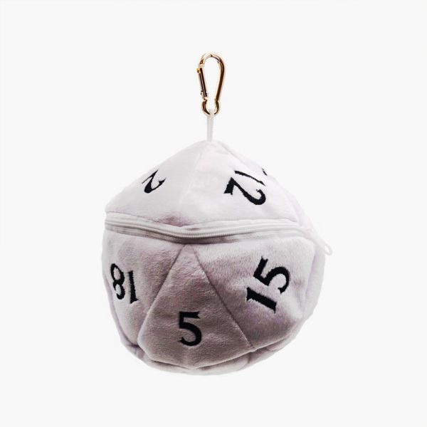 D20 Plush Dice Bag White