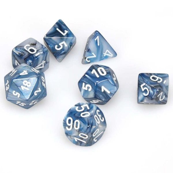 Chessex Lustrous 7-Die Set - Slate w/white