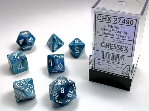 Chessex Lustrous 7-Die Set - Slate w/white