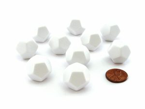 Opaque Polyhedral Ivory Bag of 10 Blank 20-sided Dice