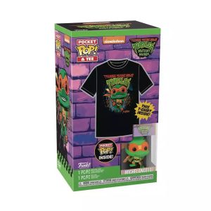 Funko Pocket Pop!  Tee (Child): Teenage Mutant Ninja Turtles Mutant Mayhem – Michelangelo Vinyl Figure and T-Shirt (S)