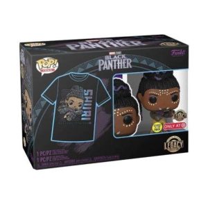 Funko Pop! & Tees (Adult): Marvel Black Panther - Shuri (Glows in the Dark) Bobble-Head Vinyl Figure & T-Shirt (L)