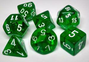 Chessex Translucent Polyhedral 7-Die Set - Green/white