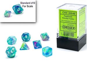 Chessex Festive Mini-Polyhedral Waterlily/white 7-Die set