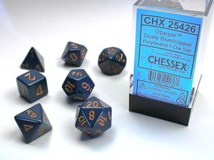 Chessex Opaque Polyhedral 7-Die Sets - Dusty Blue w/gold