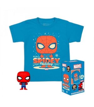 Funko Pocket Pop! & Tee (Child): Marvel - Holiday Spiderman Vinyl Figure & T-Shirt (L)