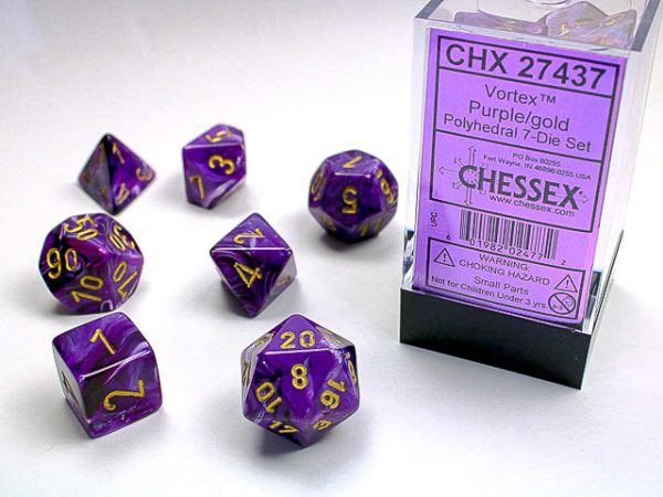 Chessex Vortex 7-Die Set - Purple w/gold